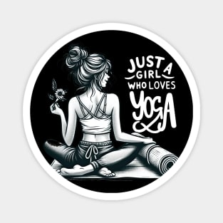 Just a Girl Who Loves Yoga-Girl with Mat and Messy Bun Magnet